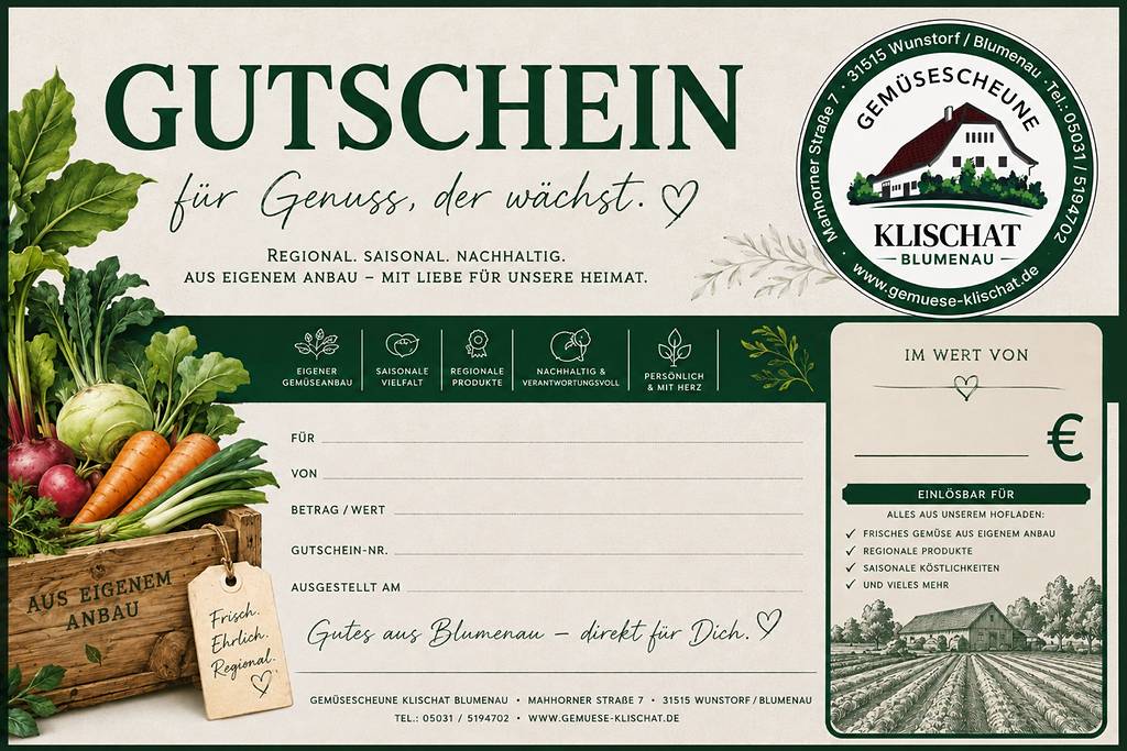 Gutschein Gemüsescheune Klischat